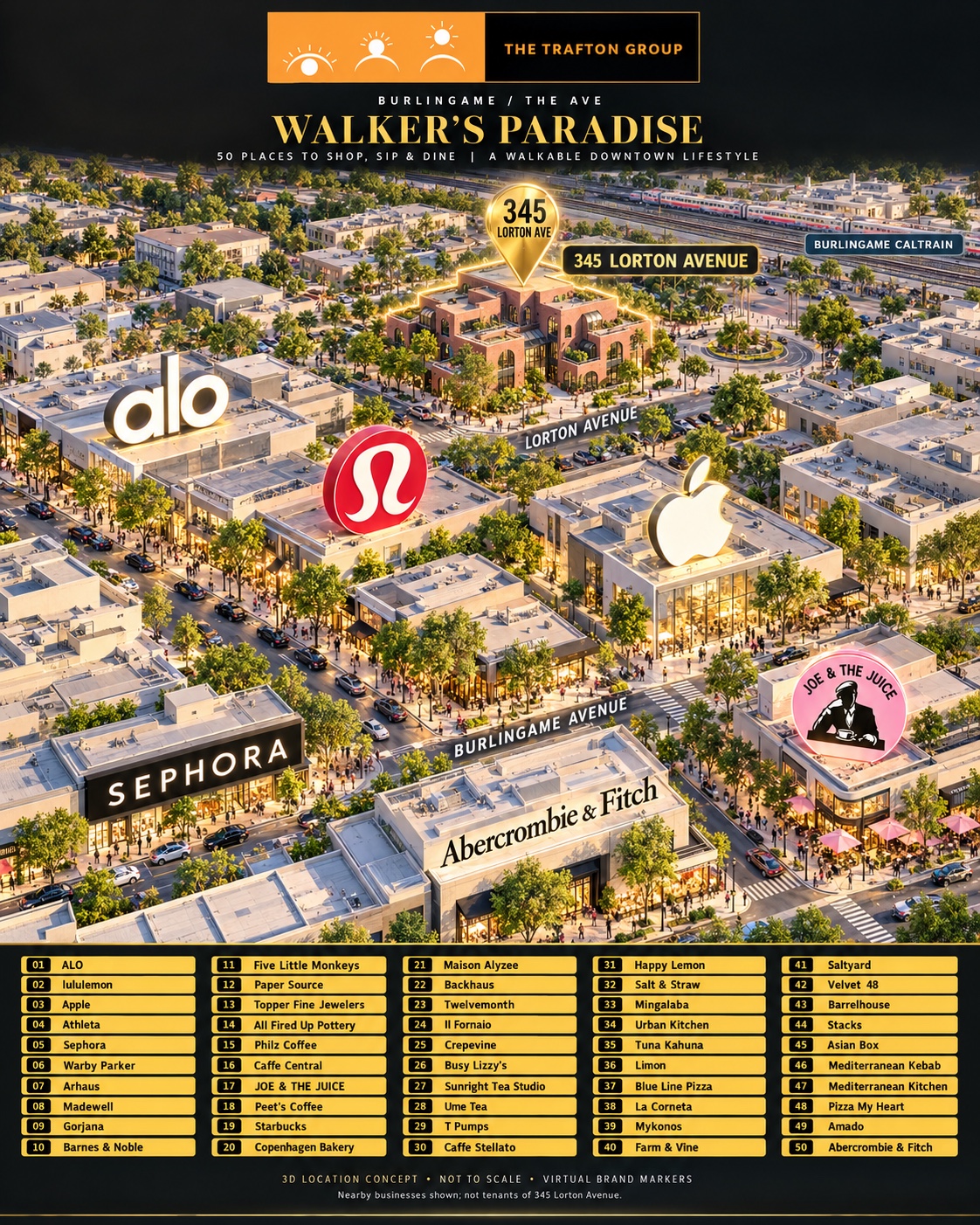 Map of nearby shops and dining